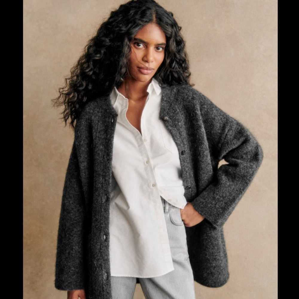 Like New Sézane Nathael Sweater Jacket - Charcoal Grey - XS